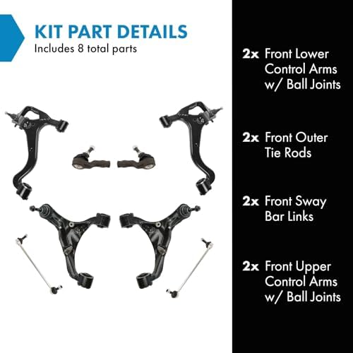 TRQ Front Steering & Suspension Kit Control Arm with Ball Joint Sway Bar