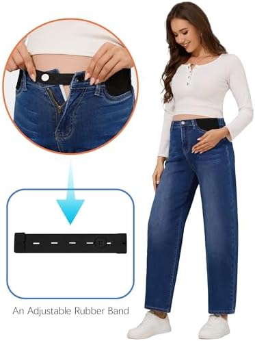 fitglam Women's Maternity Jeans Straight Leg Relaxed Fit Over Belly Pregnancy Denim Work Pants Maternity Clothes with Pockets