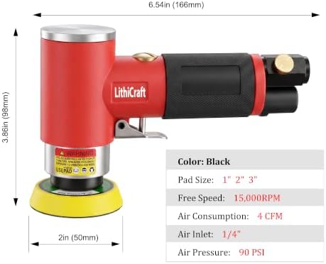 1/2/3 Inch Random Orbital Air Sander, Mini Pneumatic Detail Sander High Speed Air Powered Dual-Action Polisher, Hook & Loop Sanding Discs & Pads Kit for Auto Body Work, Metal, Wood