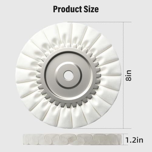 8" Airway Polishing Buffing Wheel for Angle Grinder, Soft Flannel Buffer Polisher Wheel for Car, Aluminum Metal Polishing Wheel Pad for Mirror Finish (5/8" Arbor Hole)