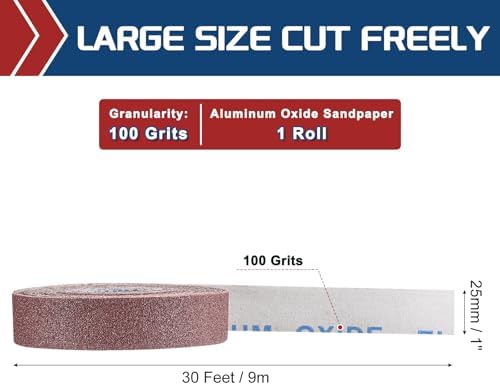 Sandpaper Roll 1Inch 30FT 100Grit Aluminum Oxide Emery Cloth Roll