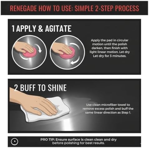 Renegade Pro Pads, Pre-Saturated Heavy Cut Metal Polishing Pads, 10 Count
