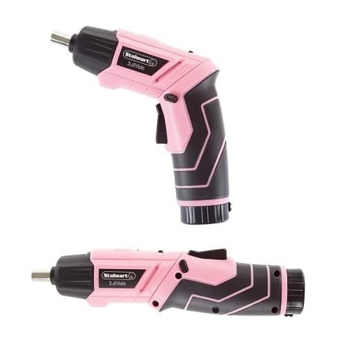 Pivoting Electric Screwdriver - 45-Piece Pink Tool Set - Cordless Power Tool with 3.6V Lithium Battery and LED Flashlights by Stalwart (Pink)