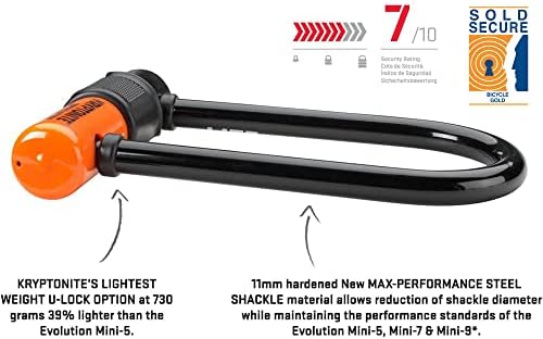 Kryptonite Evolution Lite Mini-6 Bike U-Lock, Lightweight Bicycle U Lock