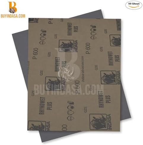 Indasa 50 PCS 9x11” Wet & Dry Sandpaper Sheets, 220 GRIT, Clog-Resistant Abrasive for Wood, Metal, Auto, Paint & Clear Coat Finishing, Sand Paper Aluminum Oxide, Plusline