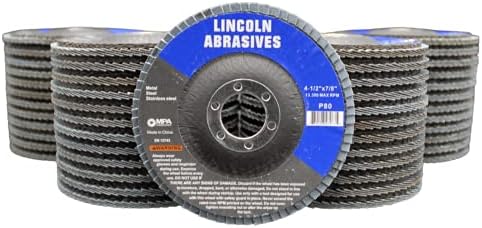 50 Pack Flap Discs, 80 Grit, Zirconium Oxide 4.5" x 7/8" Sanding Wheels for Angle Grinder