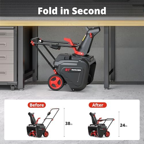 AMERISUN 21-Inch 15-Amp Electric Snow Blower, Corded Snow Thrower with LED Light, 180° Rotating Chute, 30-Ft Throw, 8-in Wheels for Driveways & Sidewalks