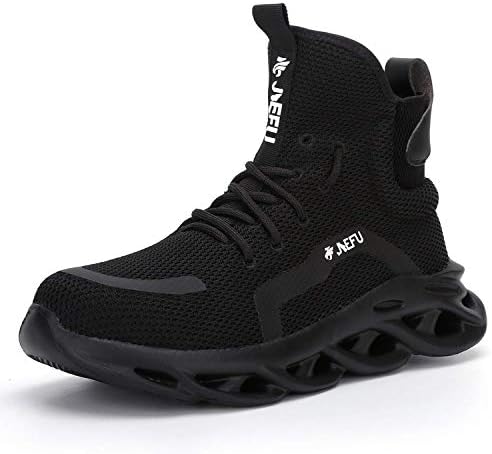 XUNRUO Work Safety Boots for Men and Women Steel Toe Lightweight Breathable Pull on Construction Boots