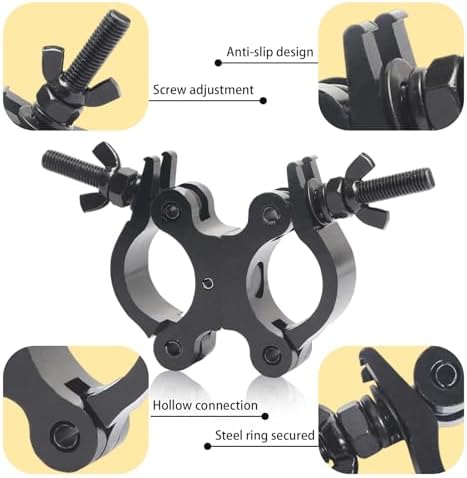 40-52mm (1.57-2.05") Heavy-Duty Truss Clamps (4-Pack), Dual Swivel O-Clamps for Set Up a Stage