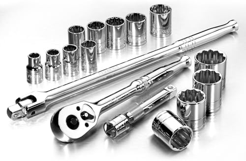 Pro-Grade 16-Piece 1/2-Inch Drive SAE Mechanics Tool Set, 19404 | Dyna Drive Technology Maximizes Torque and Helps Prevent Fastener Rounding