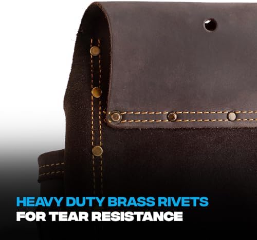 Ox Pro Full Grain Leather Tool Pouches - Made with Double Stitching and Rivet Reinforced Pockets
