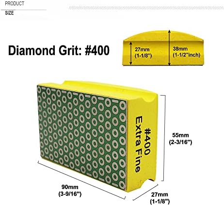 SHDIATOOL Diamond Hand Polishing Pads Foam Back for Granite Marble Stone Ceramic Grit 400 Pack of 2