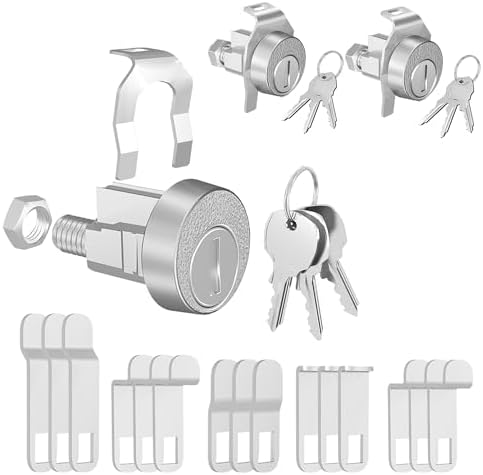 3 Pack Mailbox Locks with Keys Replacement, Mailbox Lock Replacement for L-1172C Mail Box Lock and Key, Nickel Finish