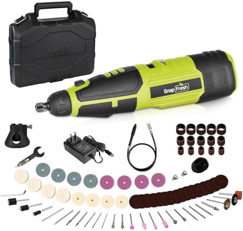SnapFresh 12V Cordless Rotary Tool Kit with Flex Shaft, 80+ Accessories