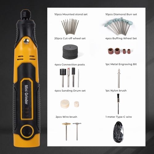 3.6V Cordless Rotary Tool Kit, 55-Piece Mini Grinder Set with Diamond Burrs, Cut-Off Wheels, Sanding Drums for Engraving, Polishing, Cutting, Resin Crafts