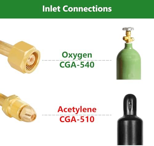 FlameTech VHOR-21 & VHAR-21 Heavy Duty Oxygen & Acetylene Regulators – Single Stage – 2.5" Gauges – Victor-Style Torch & Regulator Connections. Comparable to Victor SR450D and SR460A