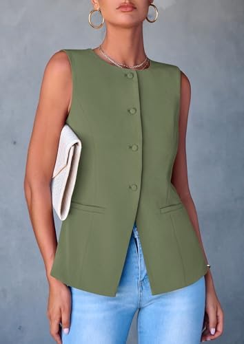 PRETTYGARDEN Women Tailored Suit Vest Business Casual Tops