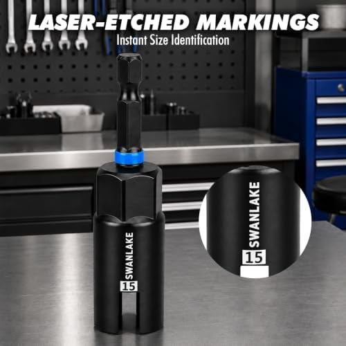 3-Piece Wing Nut Driver Set, 9mm, 12mm, 15mm, 1/4 Inch Hex Shank Power Nuts Driver Bit, Wing Nut Socket for Eye Bolt, Hook Bolt Installation, Wire Twisting