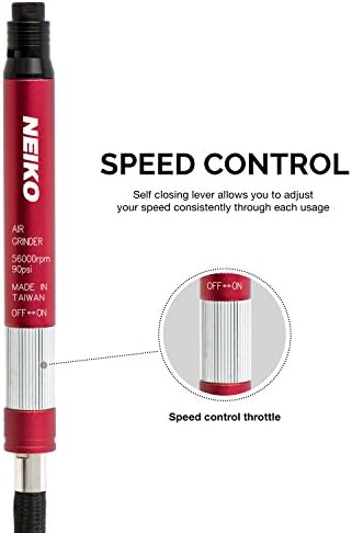 NEIKO 10649A Micro Air Die Grinder | 1/8" (3mm) Capacity | Pencil Type | 54,000 RPM | For Cleaning Dies, Rotors, Backing Plates, Brake Pads, Mounts, Etc.