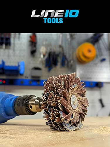 LINE10 Tools 4-inch Sanding Mop Kit, Moulding Flap Wheel Sander for Drill, 240 Grit Mop Sanders Brush, 1/4" Shank, Abrasive Flapper Sander for Woodworking, Contours, Finishing, Pack of 1