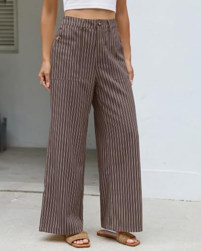 Bsubseach Womens Cotton Linen Pants Wide Leg Work Casual Pants