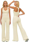 ABOCIW Two Piece Workout Sets for Women Racerback Tank Top Matching High Waist Wide Leg Yoga Pants Pilates Outfits