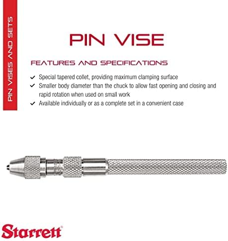 Starrett Double End Pin Vise, 0.025-0.075" Range