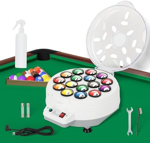 Billiard Ball Cleaning Machine, Pool Ball Polishing Cleaning Machine, Automatic 16 Ball Pool Ball Washer & Polisher with Powerful 180W Motor, for American Style Billiards 110V
