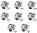 (8 Pack) Stainless Steel Tool Box Lock with Two Keys Each - Truck Trailer RV Door Latch with Gasket T-Handle - Highly Polished Stainless Steel