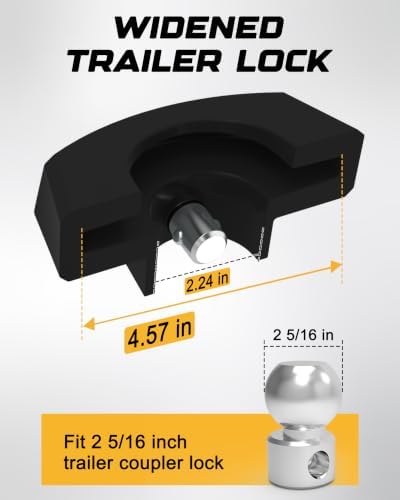 RETRUE Heavy Duty Widened Trailer Lock for 2 5/16" Ball Coupler, Black