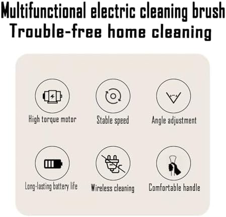 Electric Spin Scrubber, Multi-Purpose Cleaner,9 in 1 Electric Spin Scrubber,Cordless Cleaning Brush with 9 Replaceable Heads,Cordless Shower Scrubber,Adjustable and Detachable Handle(White)