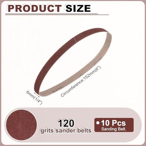 HARFINGTON 1/4 x 6 Inch Sanding Belts, 10 Pcs 120 Grit Aluminum Oxide