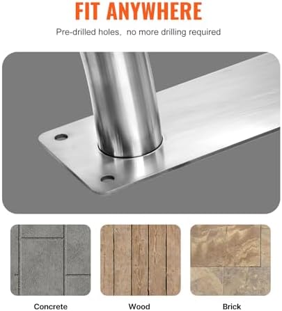 VEVOR Pool Handrail, 2 PCS 48x36in Railing, Stainless Steel with Base Plate for Indoor/Outdoor Pools, Safety Railing for Decks, Rust-Proof Grab Bar w/Grip Cover & Accessories for Spas