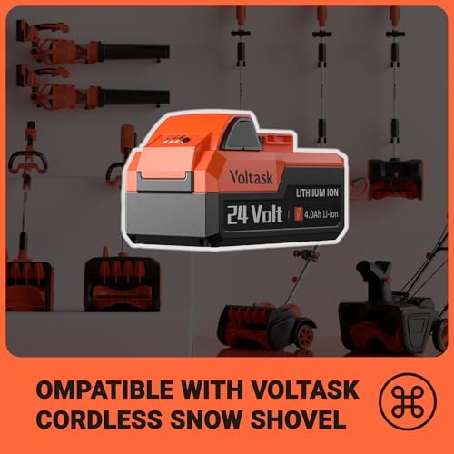 VOLTASK 24V 4.0AH Lithium-Ion Battery Replacement for Cordless Snow Shovel and Cordless Snow Blower