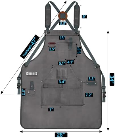Woodworking Apron for Men, Shop Apron Bib Work Apron with 9 Tool Pockets
