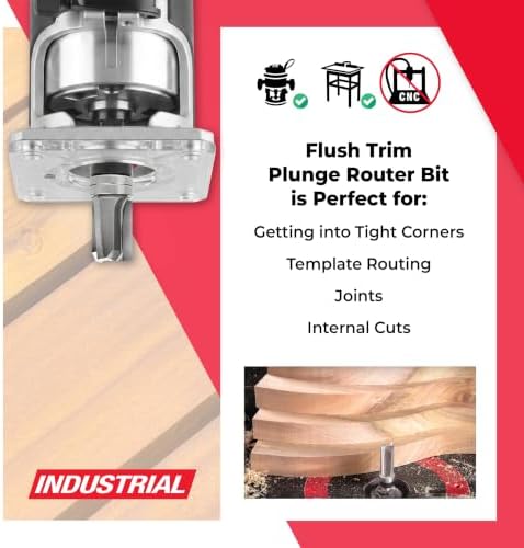 Amana Tool 45463-3DS Carbide Tipped Down Shear Face Plunge Template Router Bit 3/4 Dia x 1 x 1/2 Inch Shank with Upper Ball Bearing