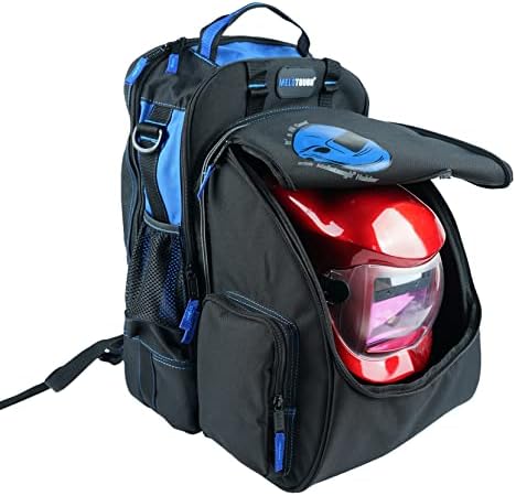 MELOTOUGH Welding backpack for Tools and Helmet Extreme Gear Pack with Large Capacity Helmet Bag Holder Luggage Storage Bag (Blue)