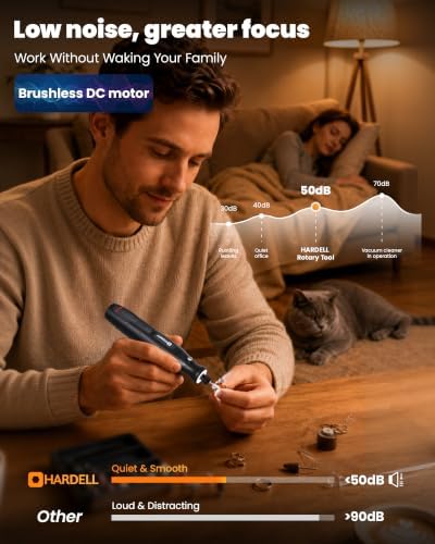 HARDELL Mini Cordless Rotary Tool for 3D Printer Sanding with 360 LED Light