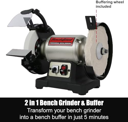 BUCKTOOL 8" 1/2HP Dual Speed Bench Grinder Buffer Combo with Cast Iron Base