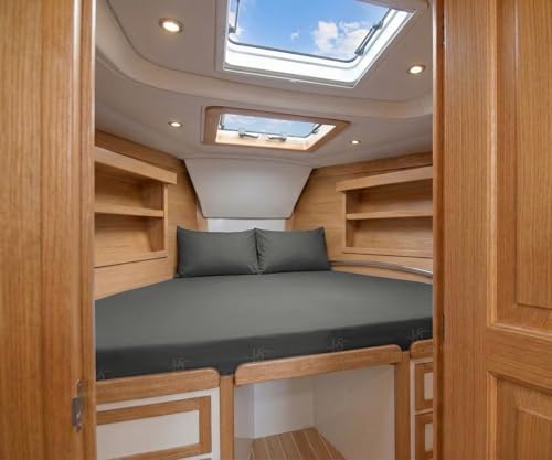 JS Sanders V Berth Boat Sheet 3 Pcs 600 TC Egyptian Cotton,Dark Gery