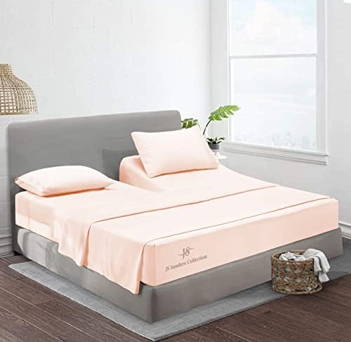 JS Sanders Collection Split Head Sheet Set Cal. King Size,Peach
