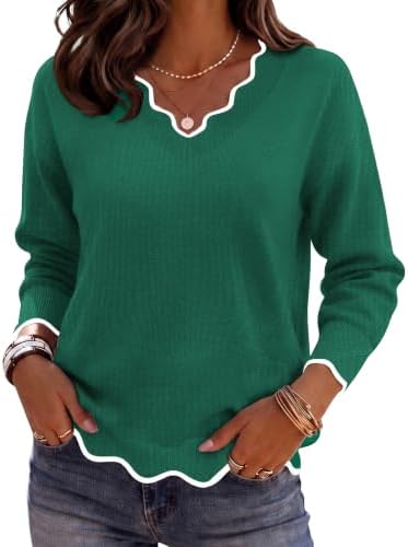 Zeagoo Women's 2026 Fall V Neck Sweater Long Sleeve Lightweight Knit Tops