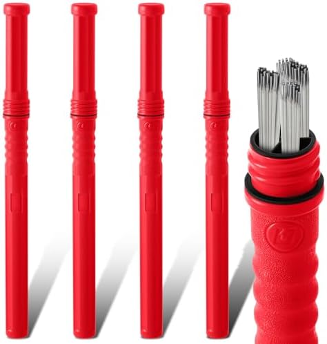 Tandefio 4 Pcs Welding Rod Storage Tube 40 Inch Tig Rod Storage Canisters Welding Electrode Holder Airproof Waterproof Container(Red)