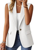 Mina Self Women's Sleeveless Vest Tops Open Front Lightweight Blazer Jacket