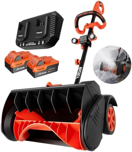 VOLTASK 48V 16.3-Inch Cordless Snow Shovel with LED Lights, Brushless Motor
