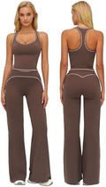 ABOCIW Two Piece Workout Sets for Women Racerback Tank Top Matching High Waist Wide Leg Yoga Pants Pilates Outfits
