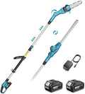 SEESII 2-in-1 Cordless Pole Saw 8-Inch & 16-inch Hedge Trimmer Combo