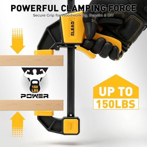 3-Pack Wood Clamps for Woodworking, 12 Inch Bar Clamps with Clamp Connector, Quick-Release Wood Clamps with 150 LBS Load Limit, Trigger Clamp Set for Woodworking DIY Projects