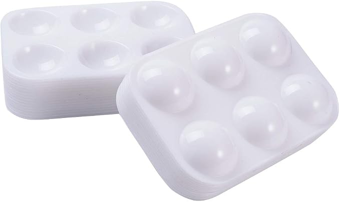 30 PCS White Plastic Paint Palettes 6 Well Rectangular Watercolor Palette Painting Tray for Painting Party, DIY Craft and Art Painting