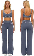 ABOCIW Two Piece Workout Sets for Women Racerback Tank Top Matching High Waist Wide Leg Yoga Pants Pilates Outfits